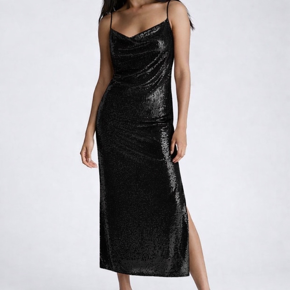 Kenneth Cole  - Black  Shimmer Sequin Slip Dress‎